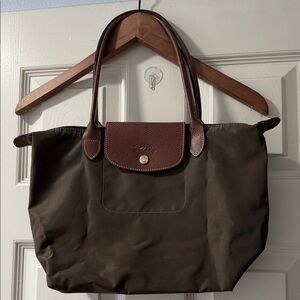 Longchamp Brown Tote with Leather Accents